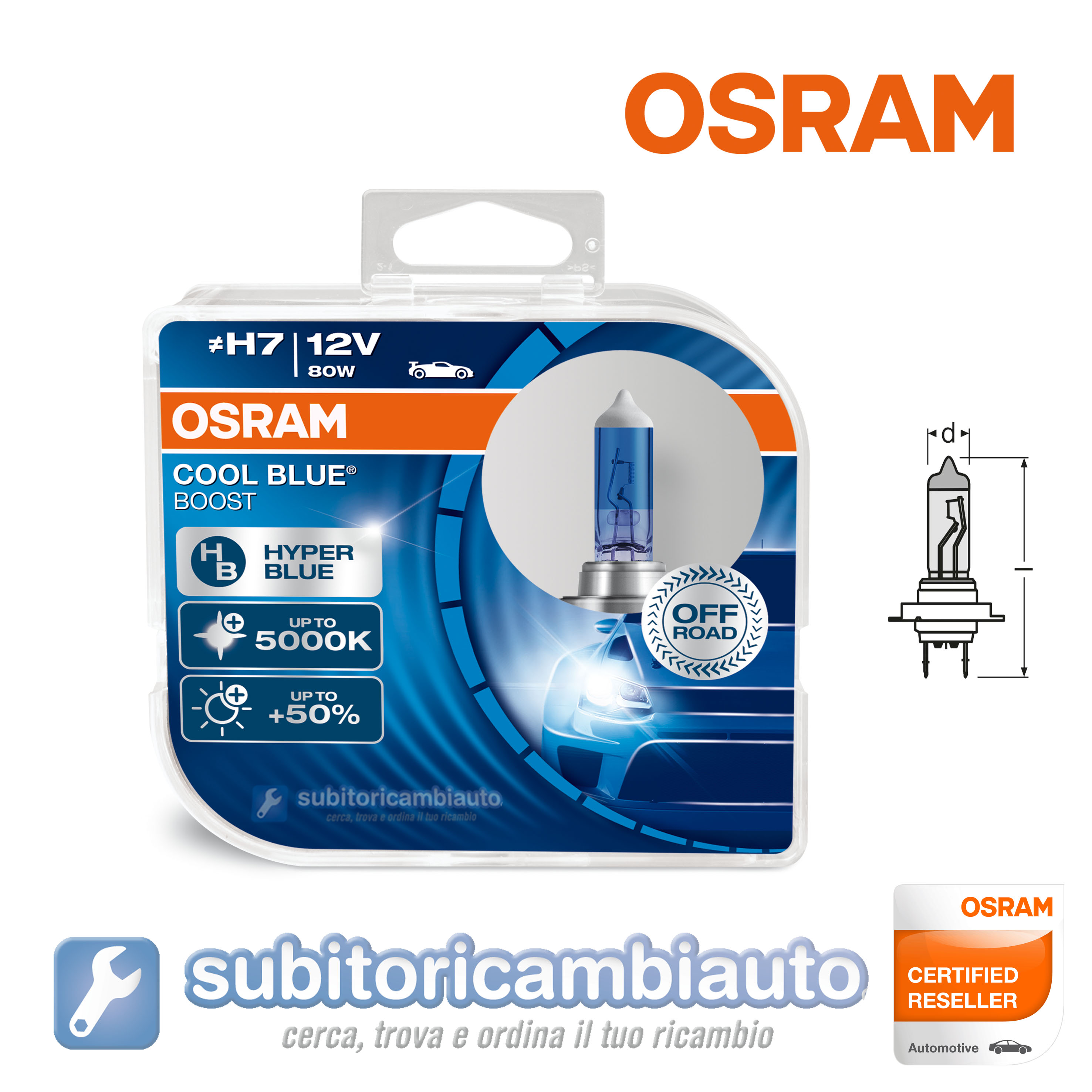 COPPIA LAMPADE OSRAM H7 COOL BLUE BOOST 5000K 12V 80W 62210 CBB HCB EBay